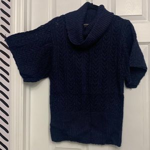 Navy Blue cowl neck sweater, bat wing sleeve